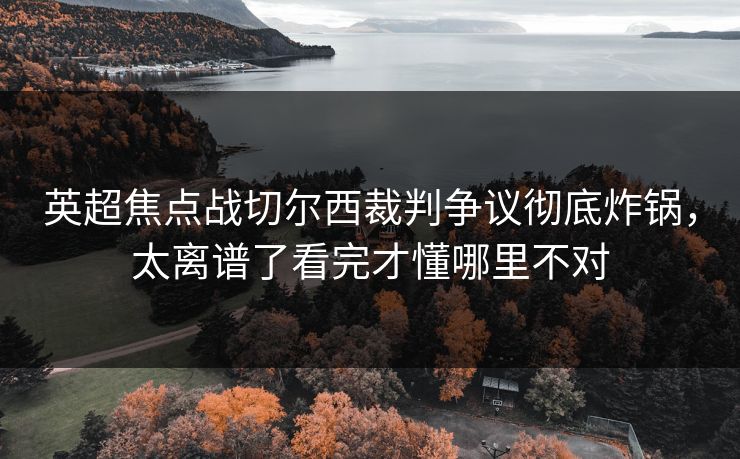 英超焦点战切尔西裁判争议彻底炸锅，太离谱了看完才懂哪里不对