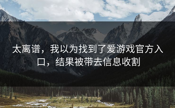 太离谱，我以为找到了爱游戏官方入口，结果被带去信息收割