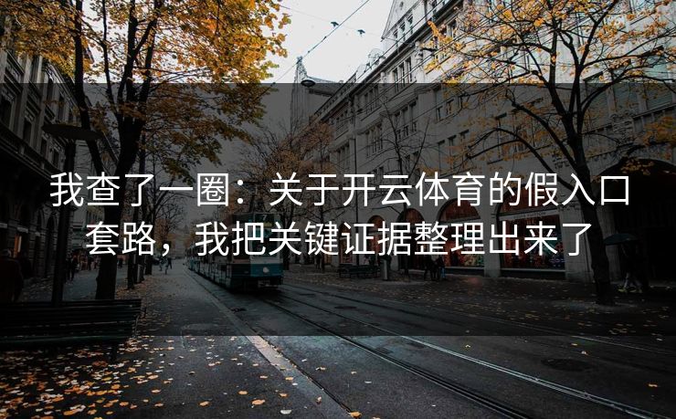 我查了一圈：关于开云体育的假入口套路，我把关键证据整理出来了
