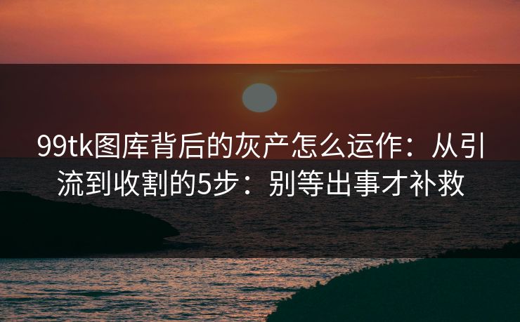 99tk图库背后的灰产怎么运作：从引流到收割的5步：别等出事才补救