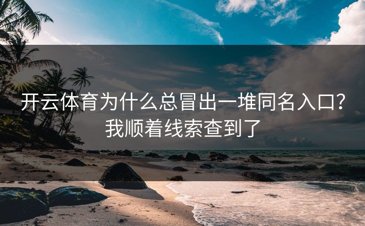 开云体育为什么总冒出一堆同名入口？我顺着线索查到了