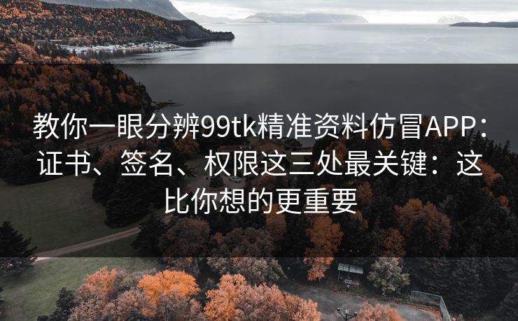 教你一眼分辨99tk精准资料仿冒APP：证书、签名、权限这三处最关键：这比你想的更重要