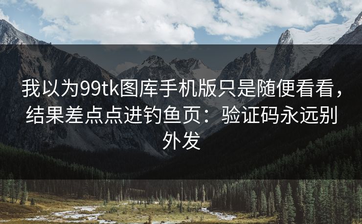 我以为99tk图库手机版只是随便看看，结果差点点进钓鱼页：验证码永远别外发