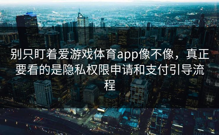 别只盯着爱游戏体育app像不像，真正要看的是隐私权限申请和支付引导流程